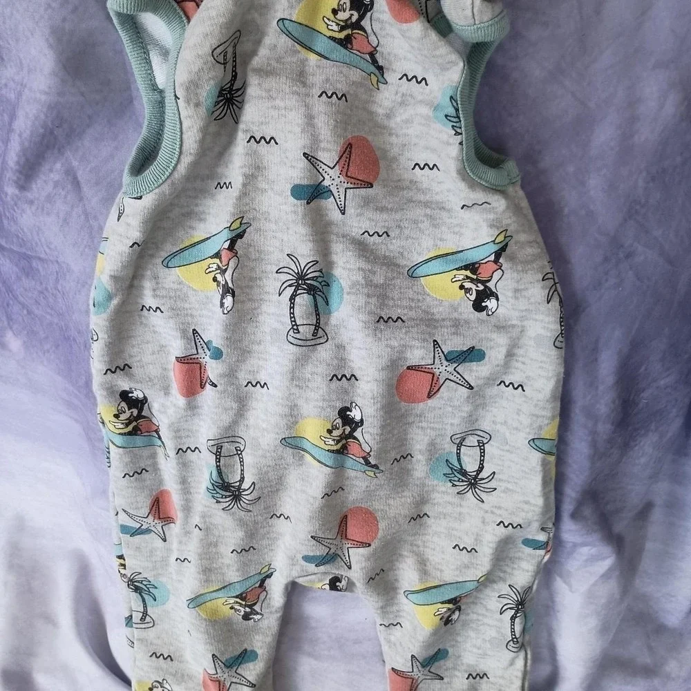 Disney Baby Surfing Mickey Mouse Hooded Zip Up Romper